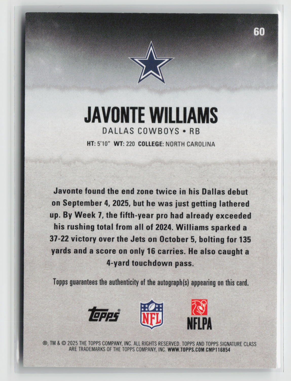 Javonte Williams 2025 Topps Signature Class Autographs #60