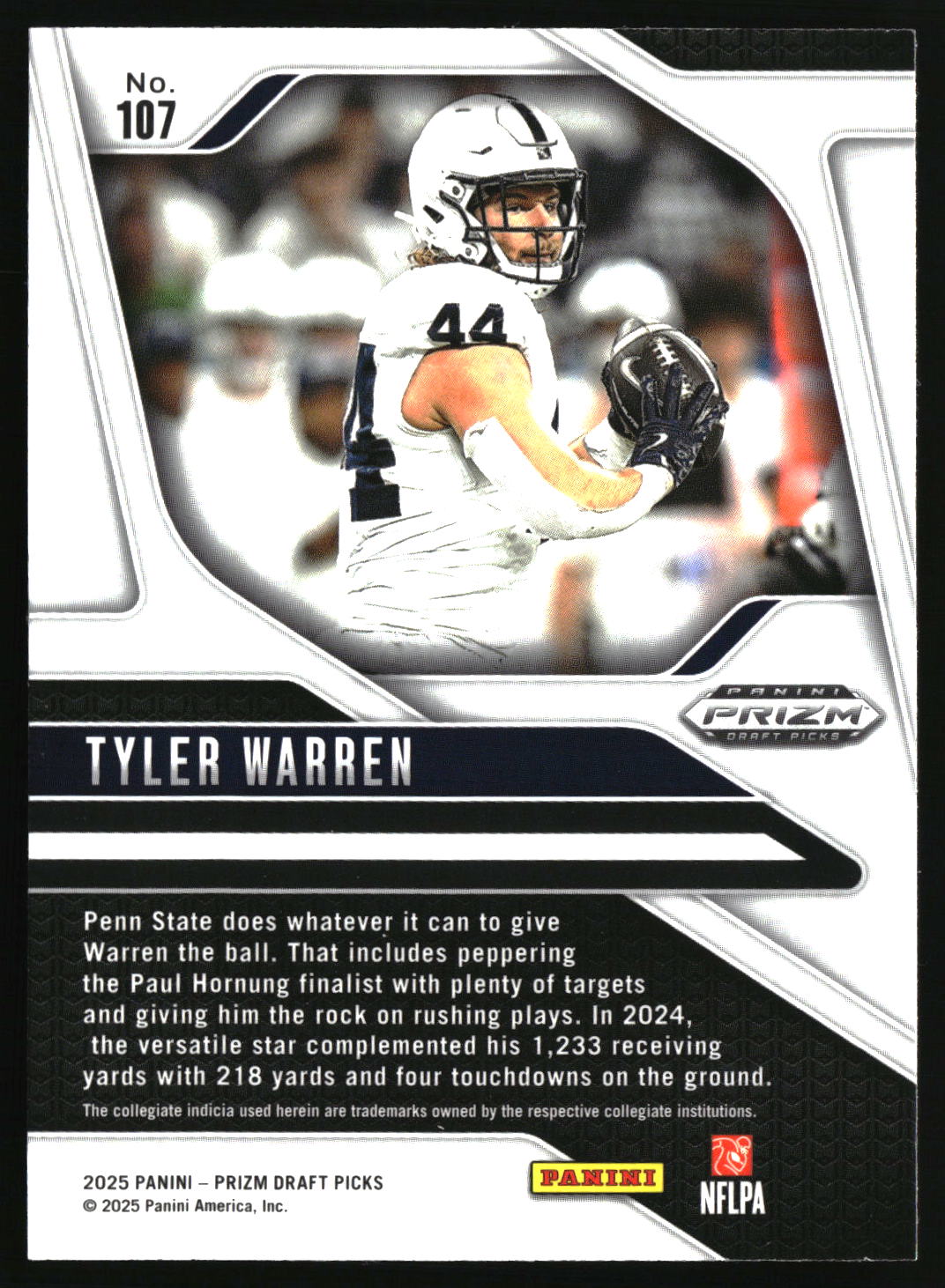 Tyler Warren 2025 Panini Prizm Draft Picks #107