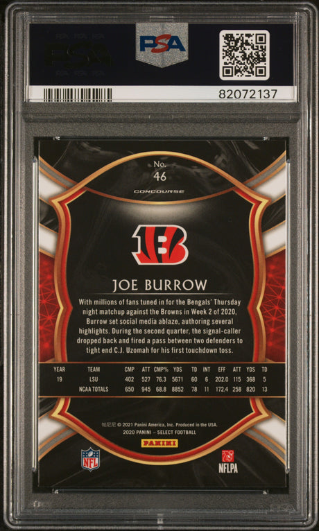Joe Burrow 2020 Panini Select #46 PSA 10