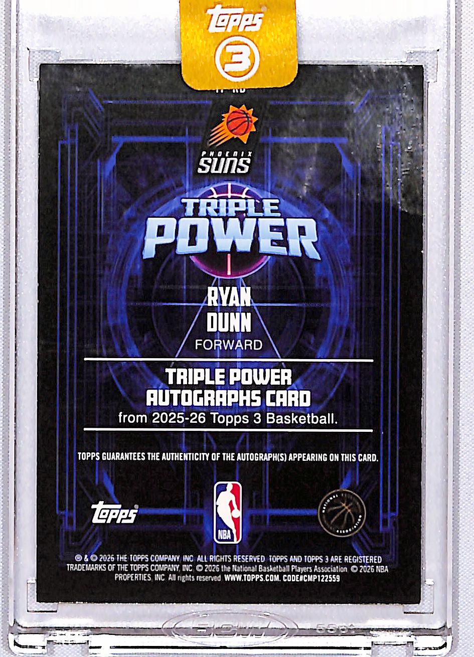 Ryan Dunn 2025-26 Topps 3 Triple Power Autos Blue #TP-RD #/15