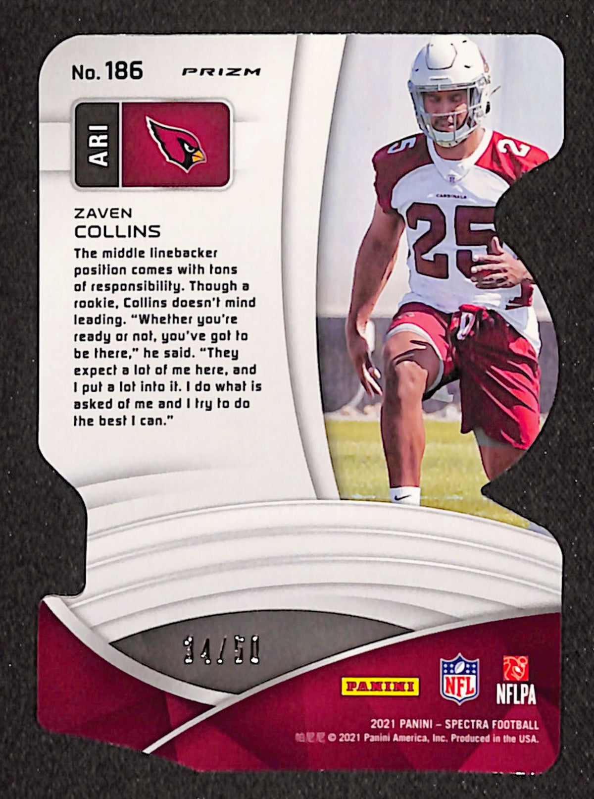 Zaven Collins 2021 Panini Spectra Neon Blue Die Cut #186 #/50