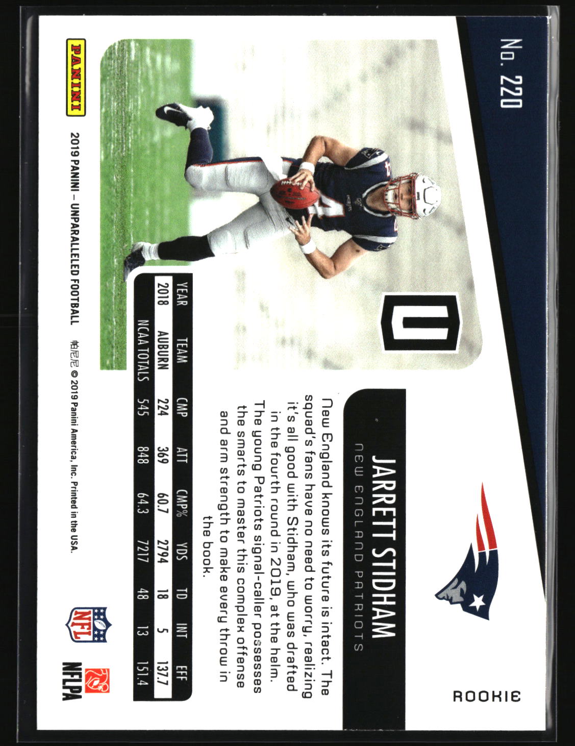 Jarrett Stidham 2019 Panini Unparalleled #220