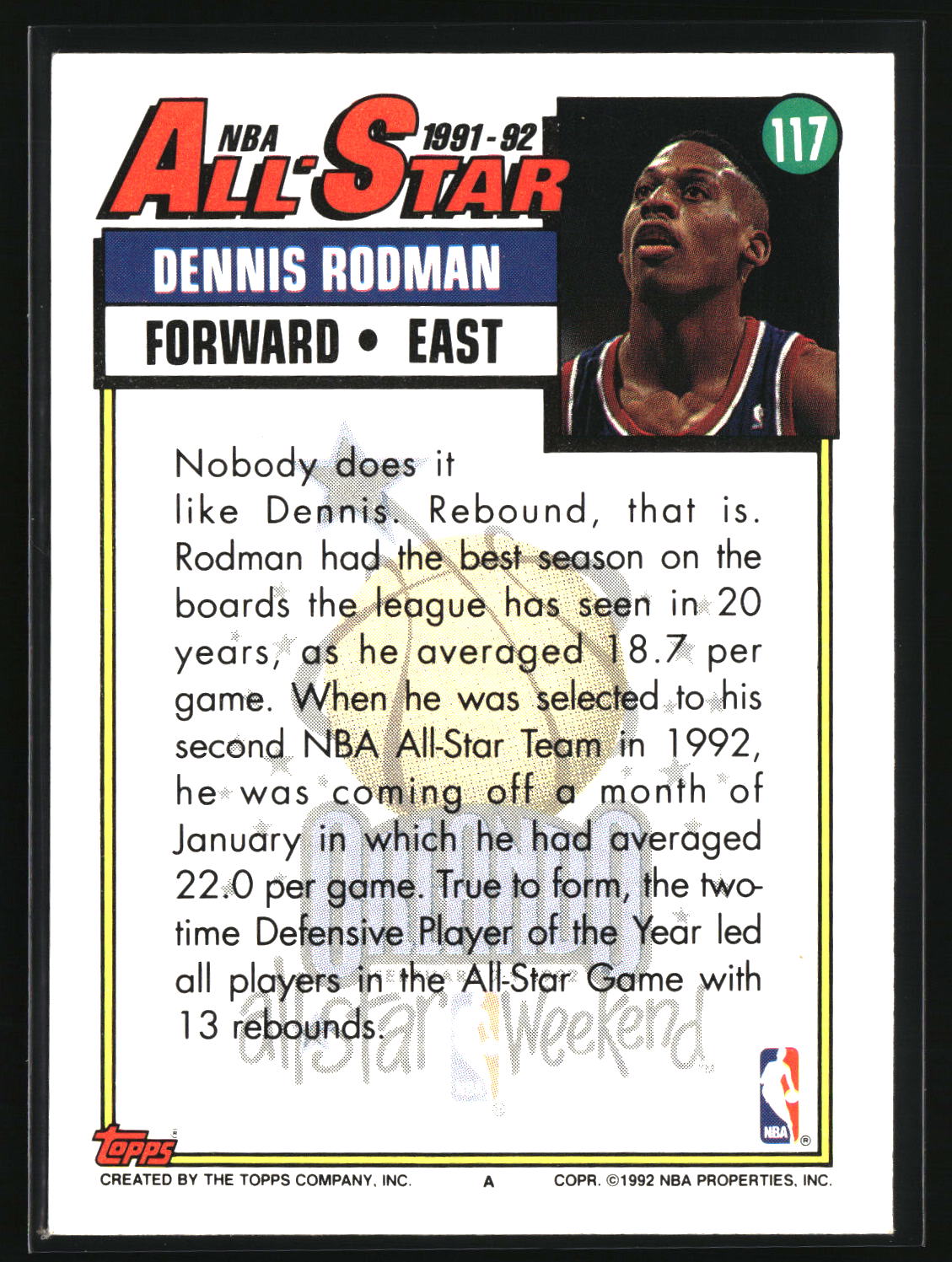 Dennis Rodman 1992-93 Topps #117