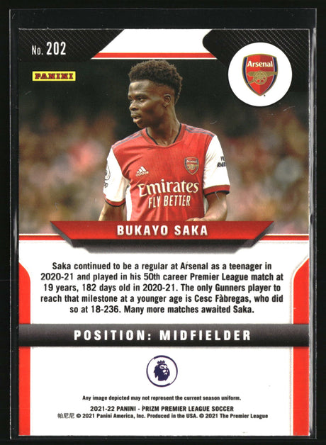 Bukayo Saka 2021-22 Panini Prizm Premier League #202
