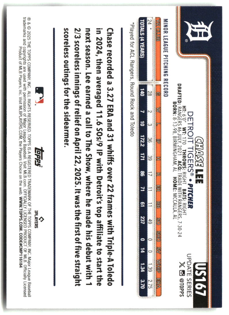 Chase Lee 2025 Topps Update #US167