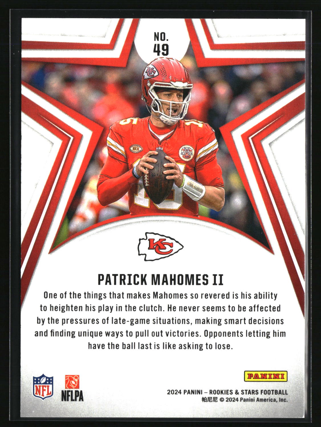 Patrick Mahomes II 2024 Panini Rookies & Stars Orange #49 #/249