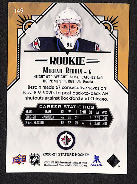 Mikhail Berdin 2020-21 Upper Deck Stature Green #149 #/175