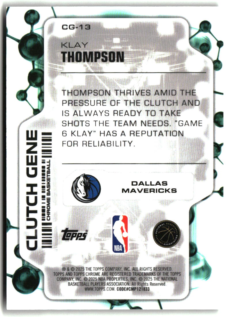 Klay Thompson 2025-26 Topps Chrome Clutch Gene #CG-13