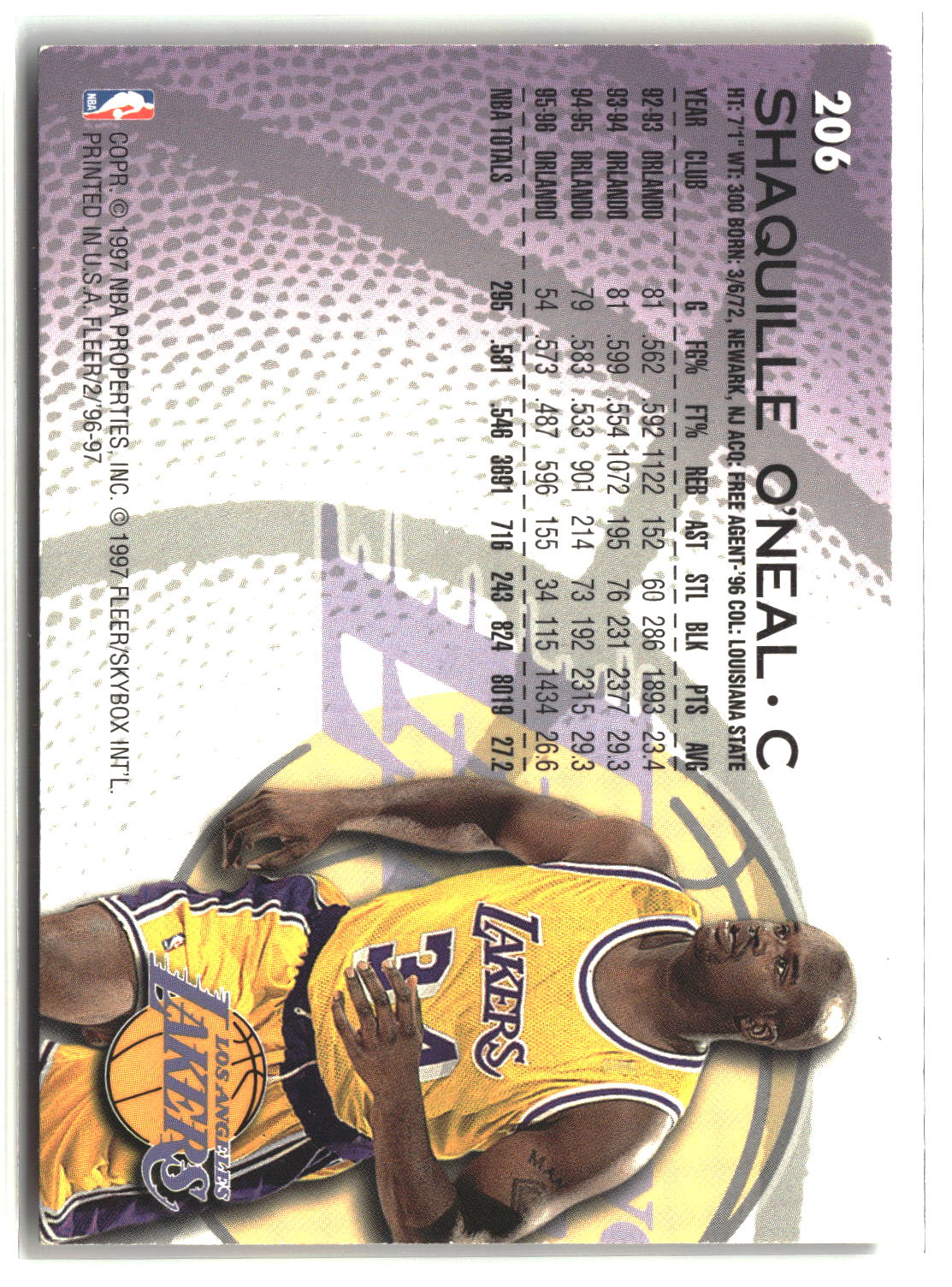 Shaquille O'Neal 1996-97 Fleer #206