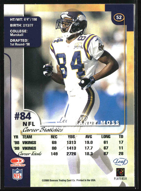 Randy Moss 2000 Leaf Rookies & Stars #52
