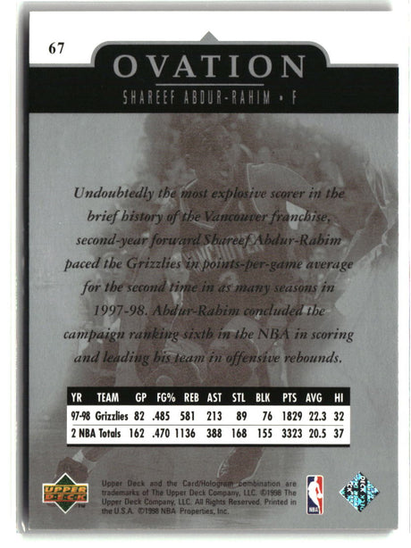 Shareef Abdur-Rahim 1998-99 Upper Deck Ovation #67