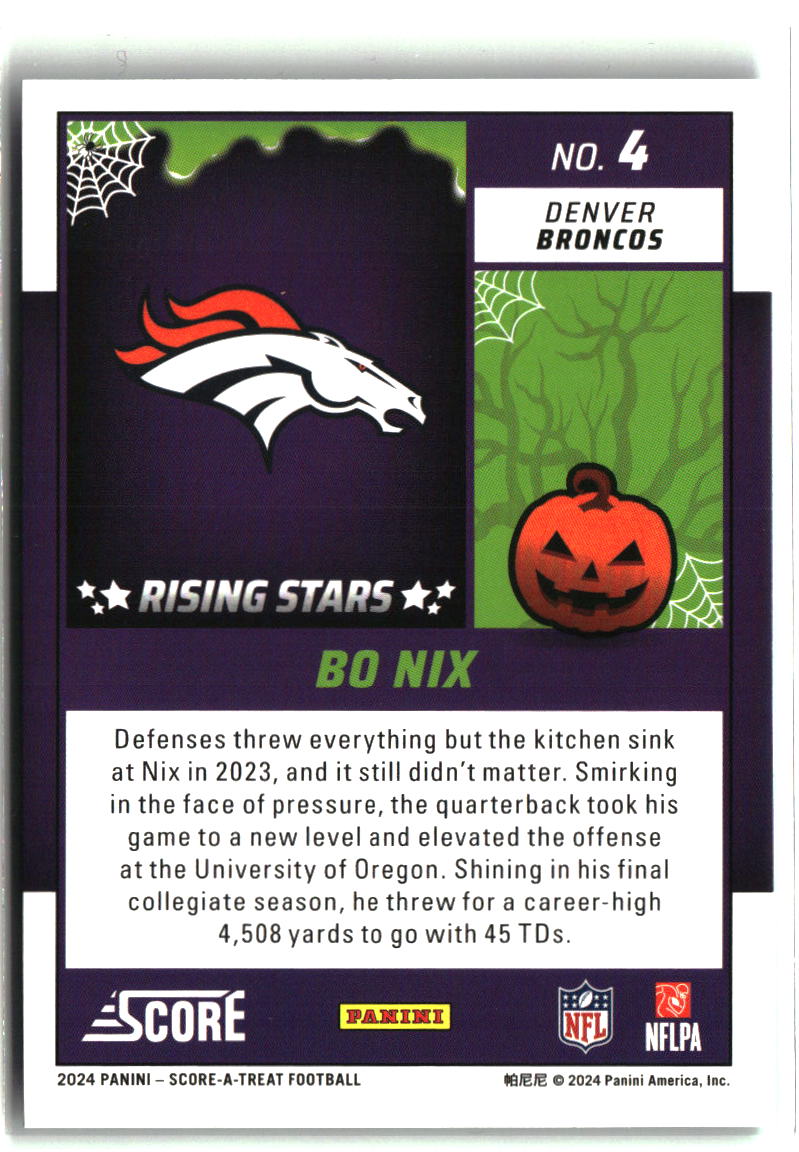 Bo Nix 2024 Score-A-Treat Rising Stars Green Bats #4
