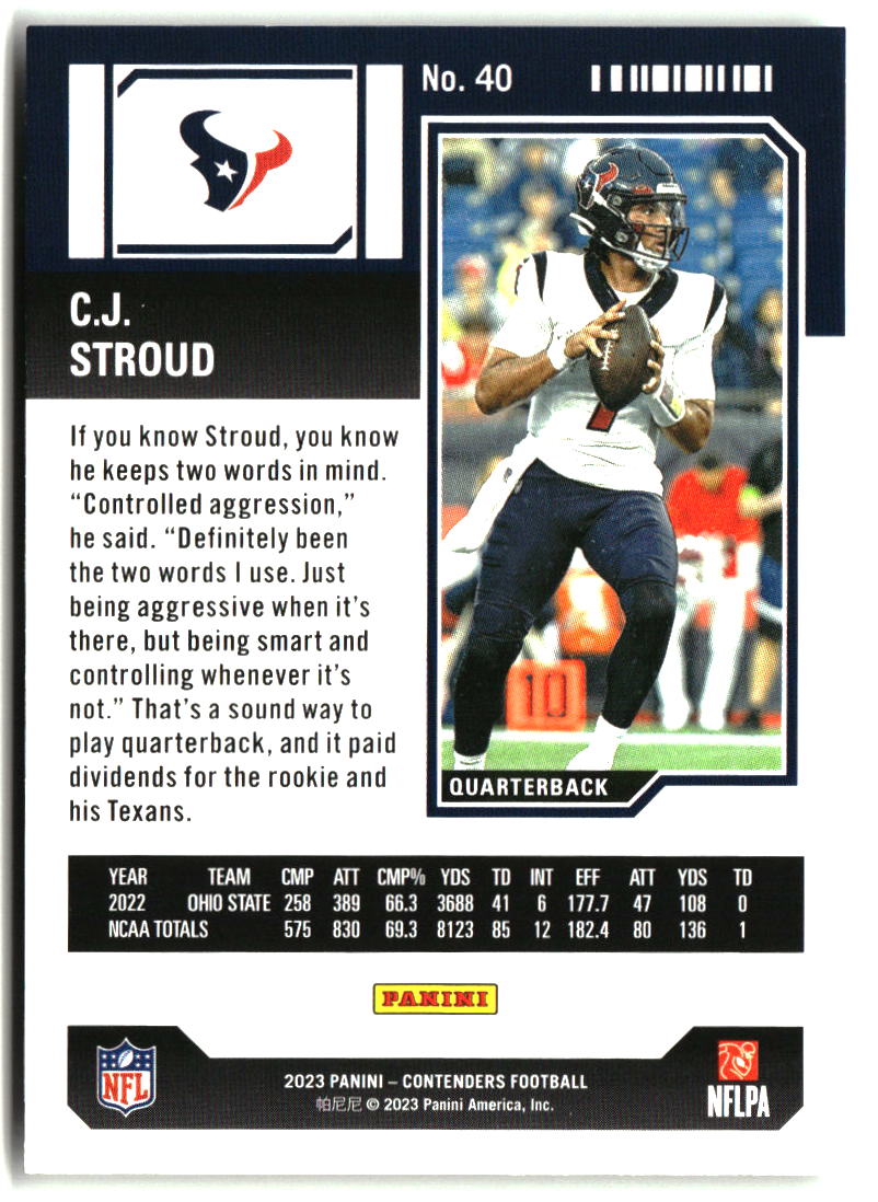 C.J. Stroud 2023 Panini Contenders #40