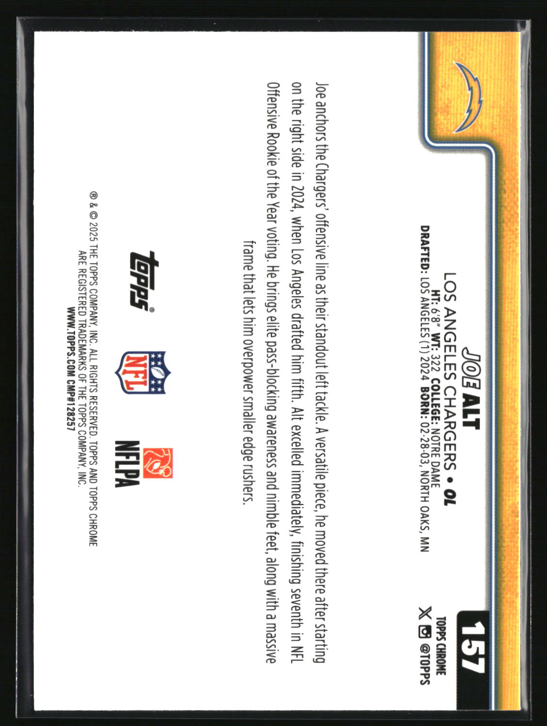 Joe Alt 2025 Topps Chrome Ray Wave Refractor #157