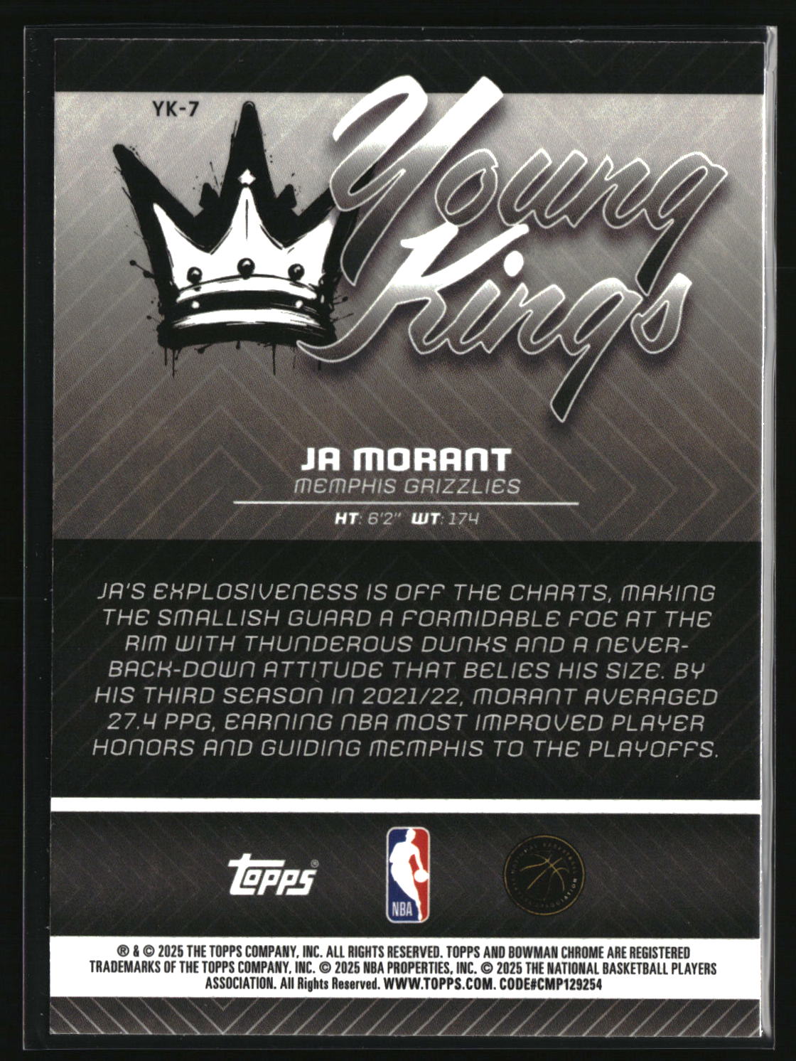 Ja Morant 2025-26 Bowman Young Kings #YK-7