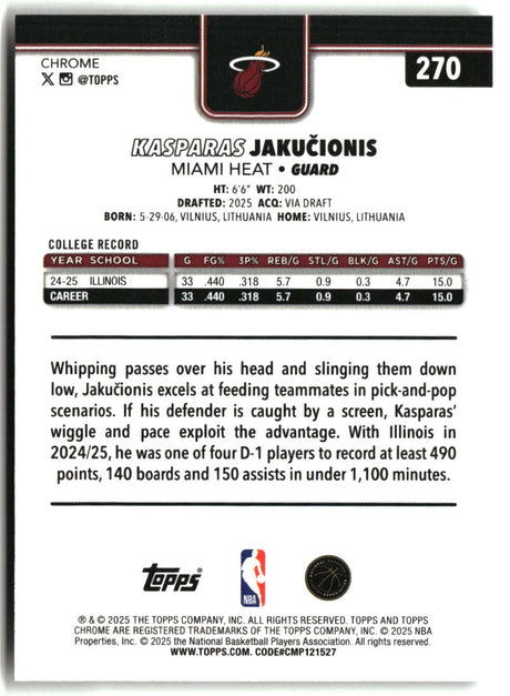 Kasparas Jaku?ionis 2025-26 Topps Chrome #270