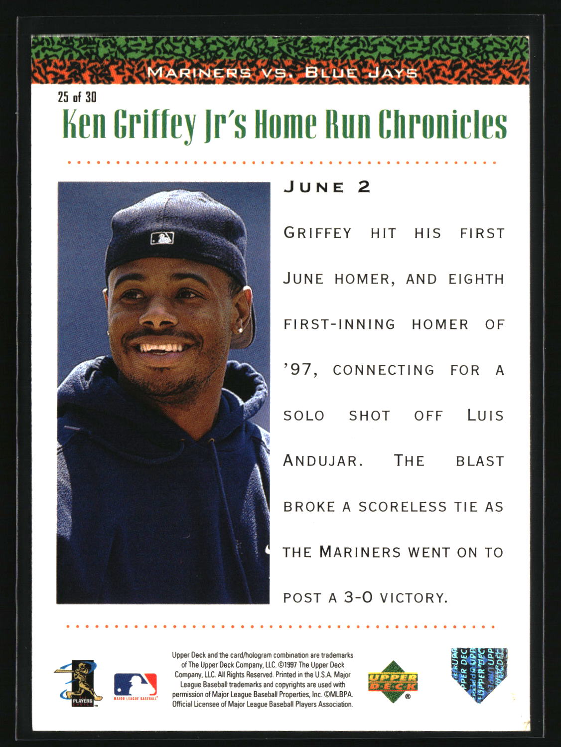 Ken Griffey Jr. 1998 Upper Deck Ken Griffey Jr.'s Home Run Chronicles #25