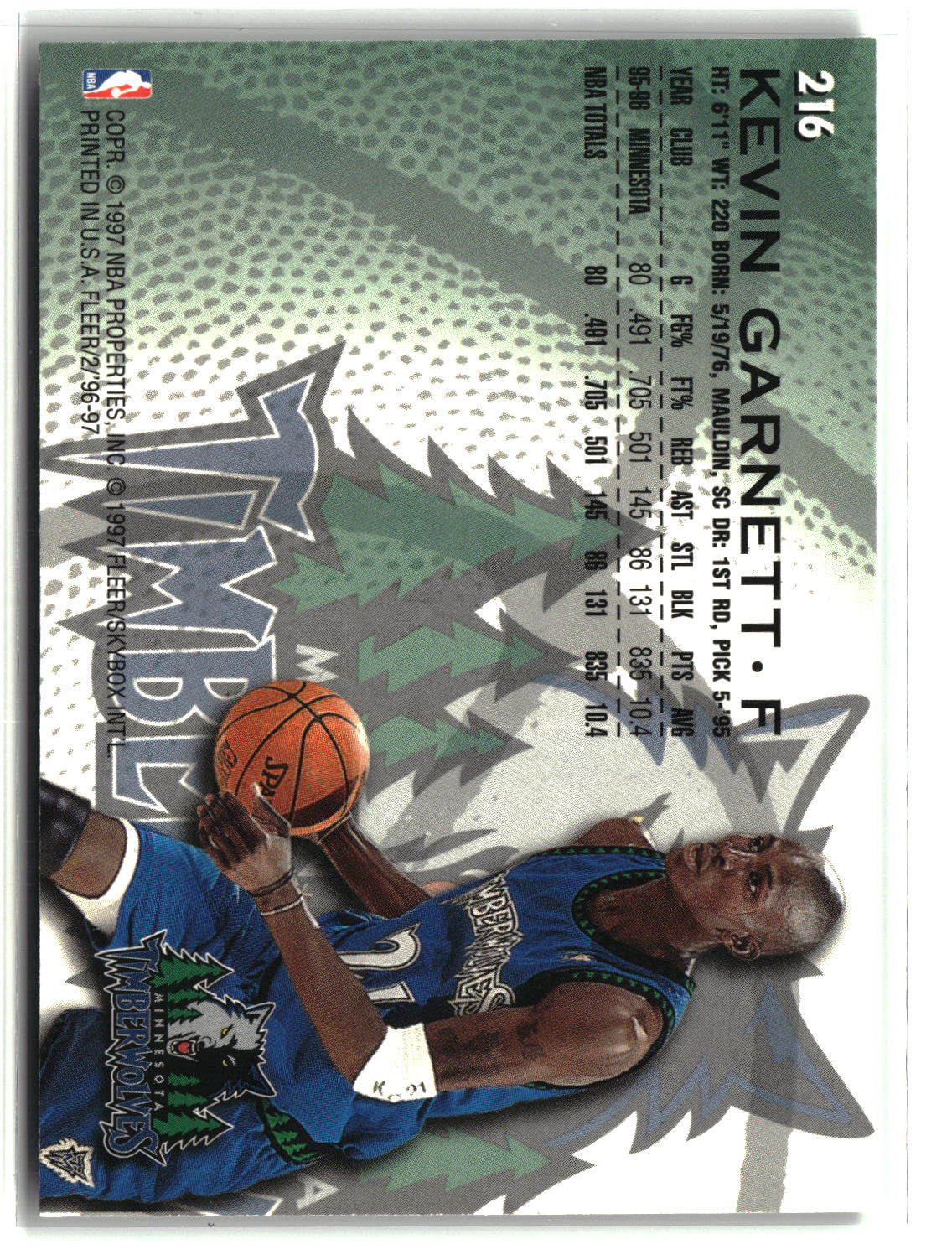 Kevin Garnett 1996-97 Fleer #216