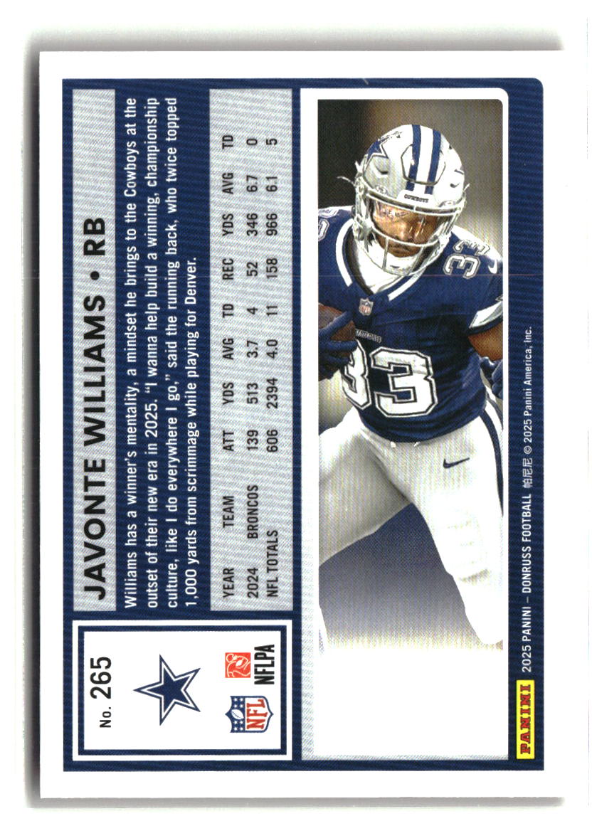 Javonte Williams 2025 Donruss Press Proofs Red #265