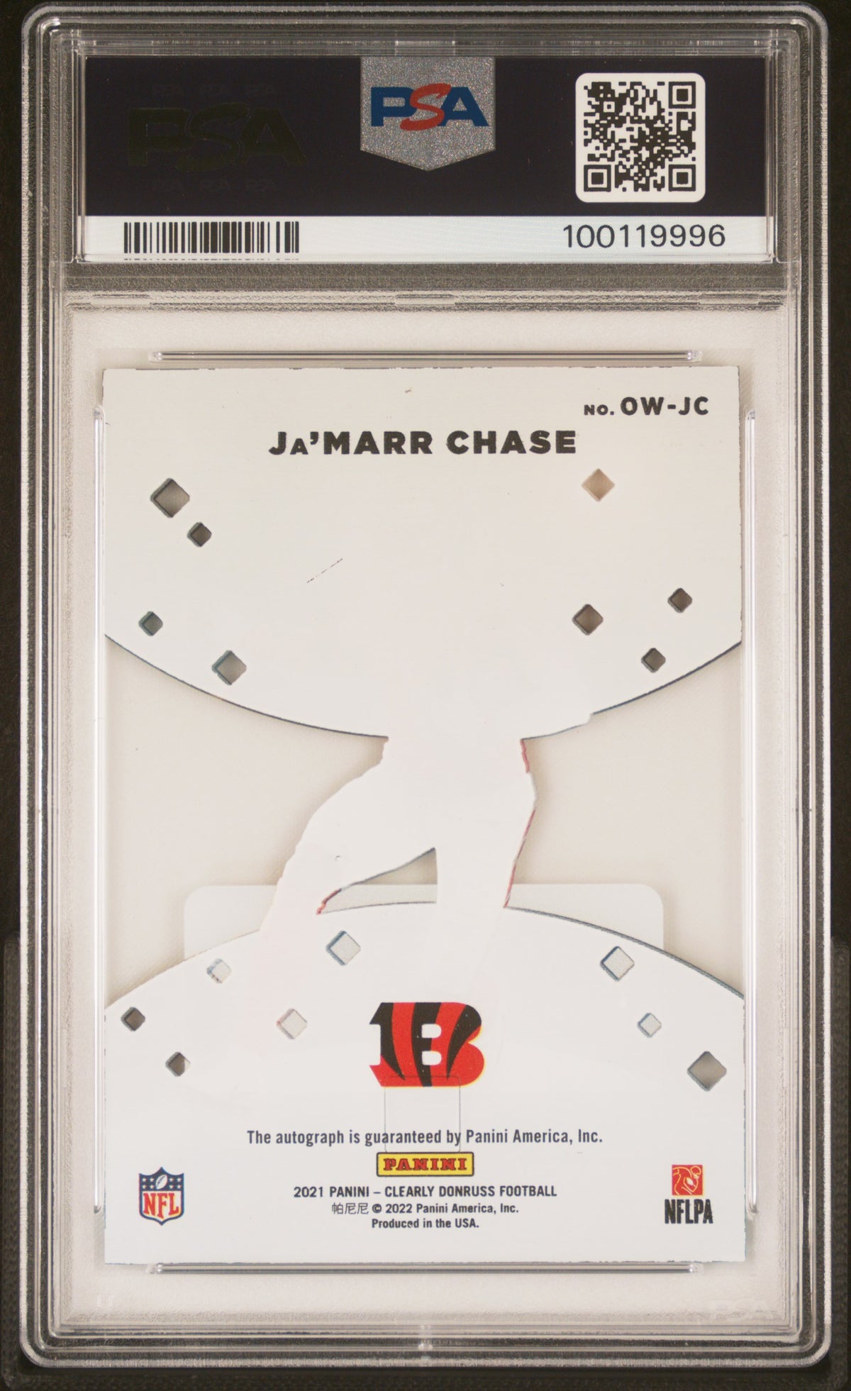 Ja'marr Chase 2021 Panini Clearly Donruss Out Of This World Auto #OWJC /20 PSA 9