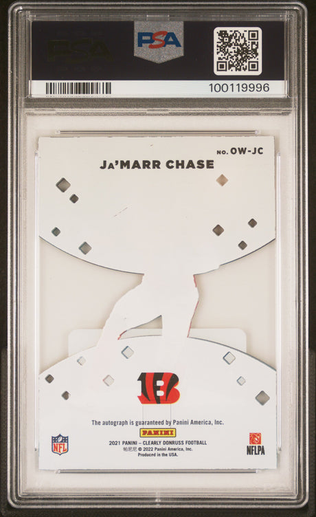 Ja'marr Chase 2021 Panini Clearly Donruss Out Of This World Auto #OWJC /20 PSA 9