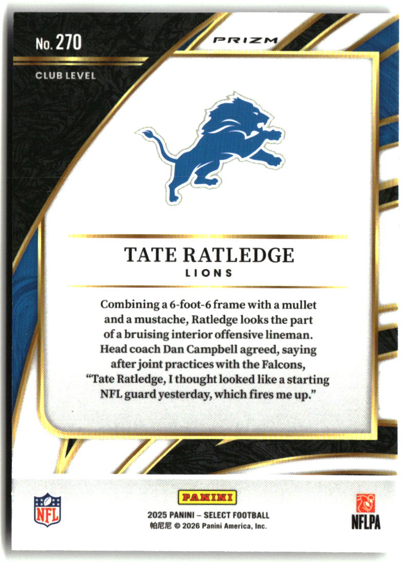 Tate Ratledge 2025 Panini Select Silver Prizm #270