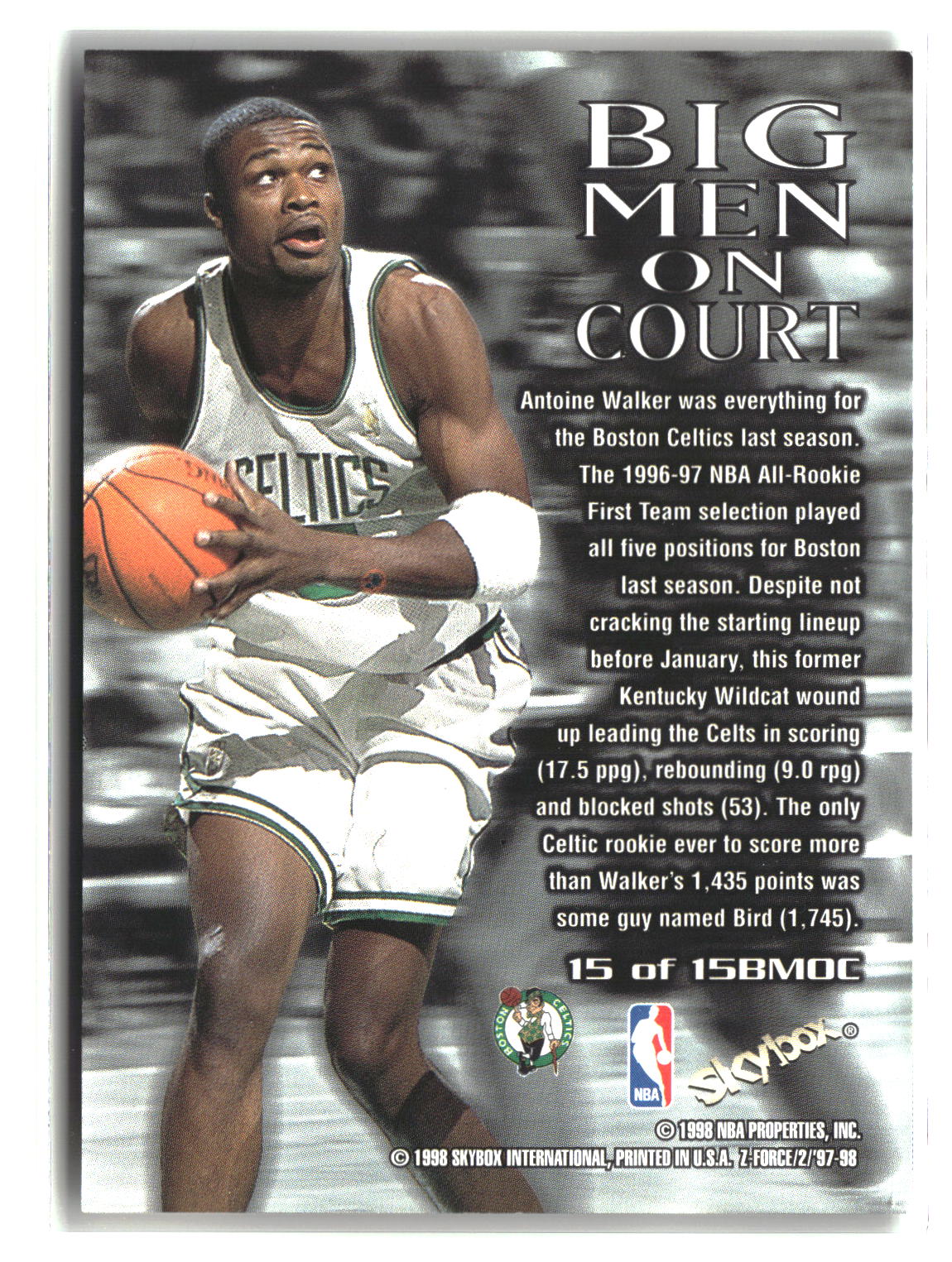 Antoine Walker 1997-98 SkyBox Z-Force Big-Men-on-Court #15 BMOC