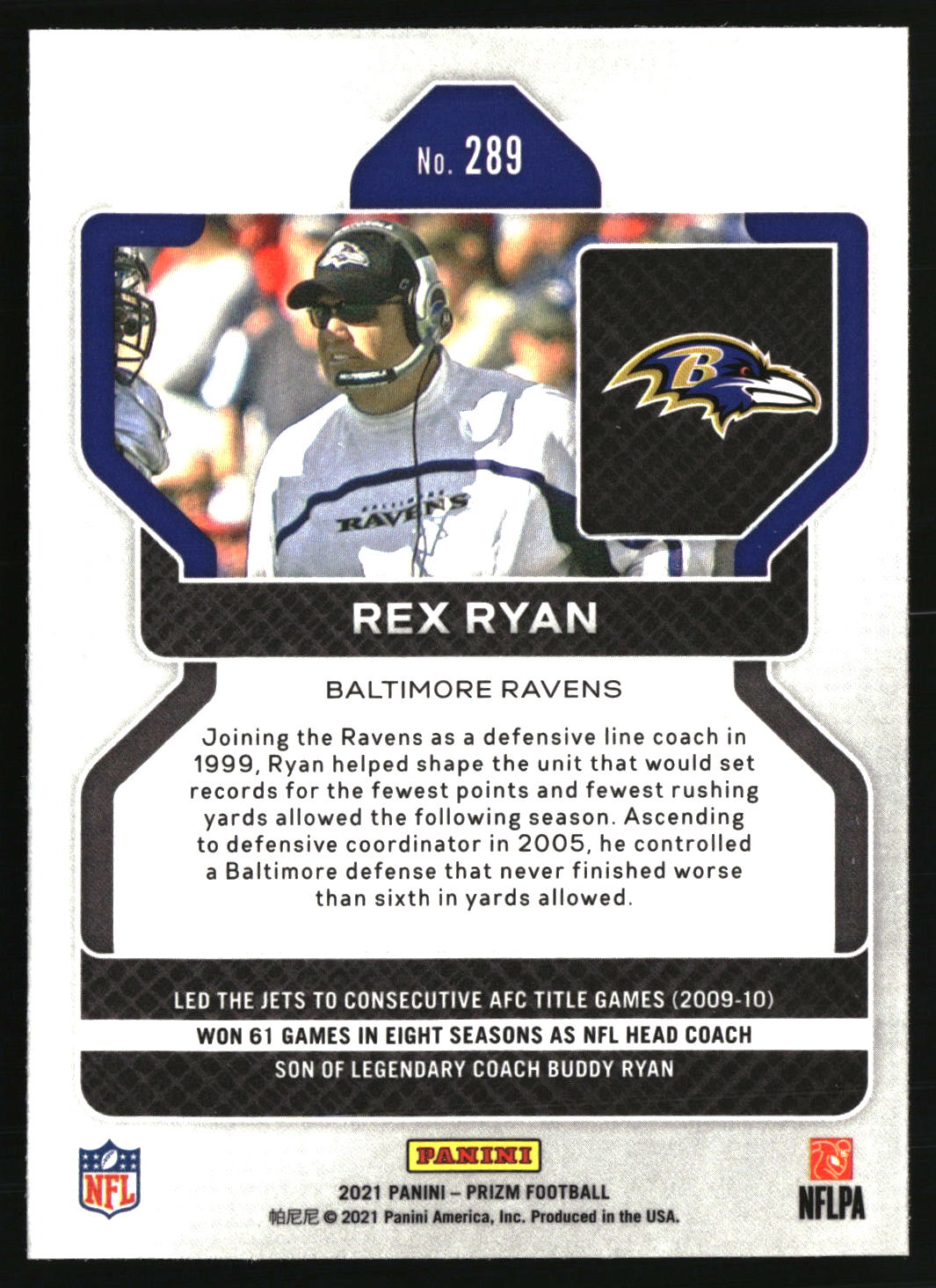 Rex Ryan 2021 Panini Prizm #289