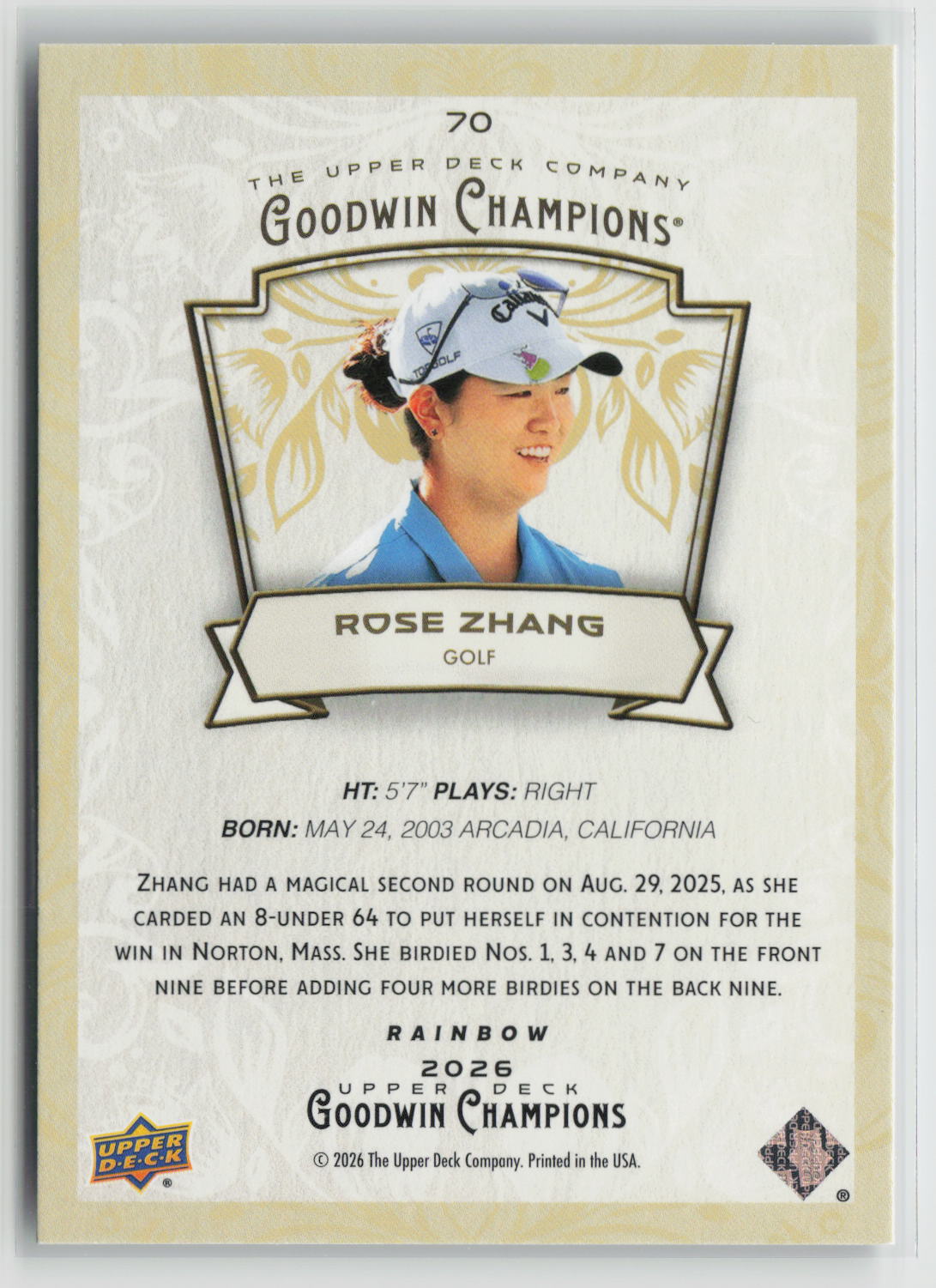 Rose Zhang 2026 Upper Deck Goodwin Champions Rainbow #70