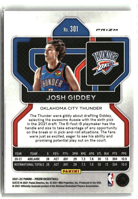 Josh Giddey 2021-22 Panini Prizm Silver #301