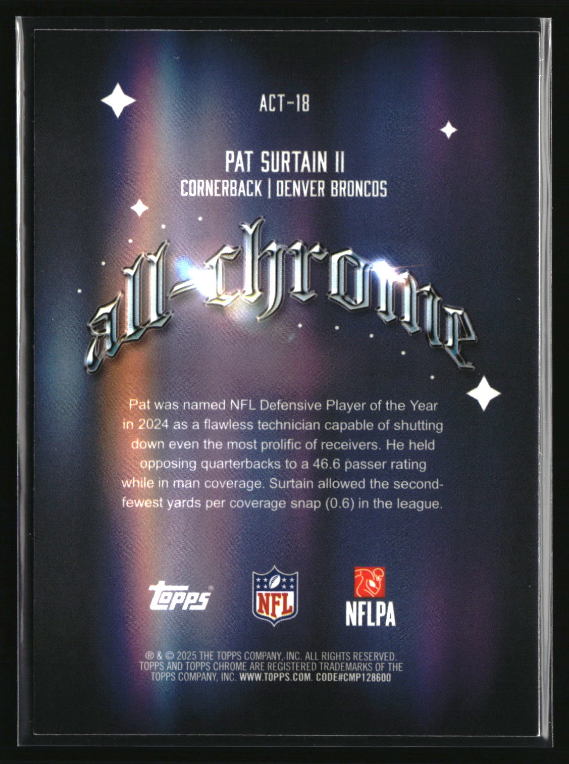 Patrick Surtain II 2025 Topps Chrome All Chrome Team #ACT-18