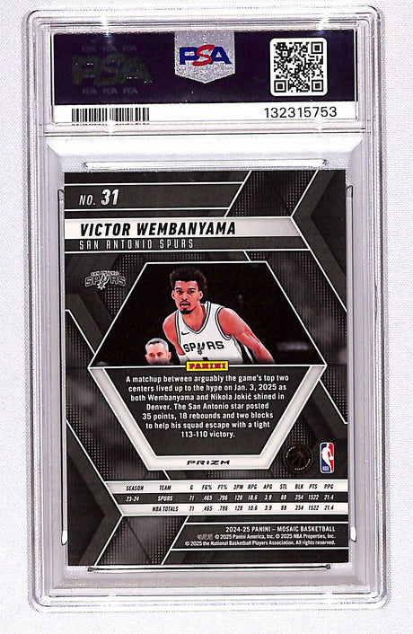 Victor Wembanyama 2024-25 Panini Mosaic Genesis Mosaic #31 PSA 10