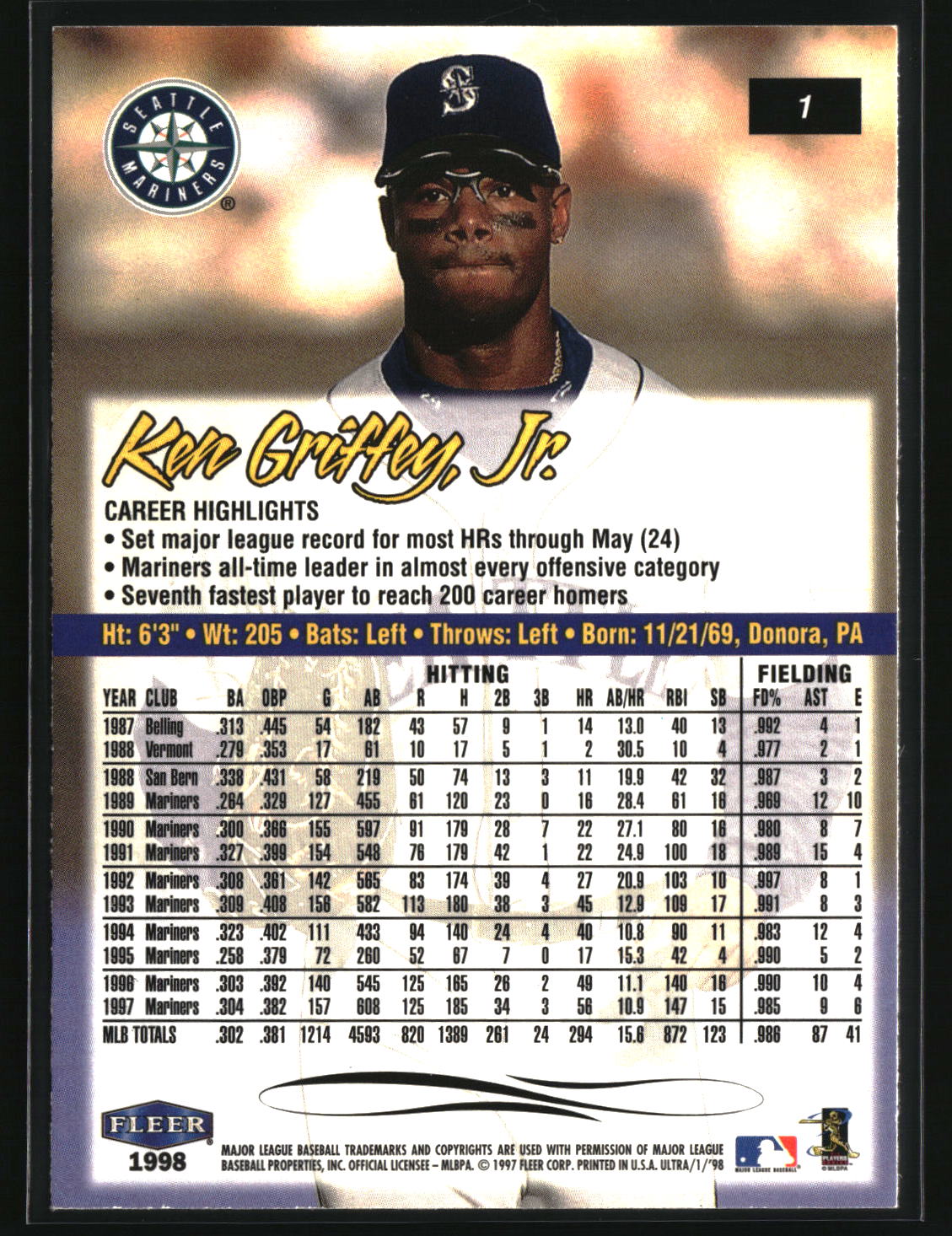 Ken Griffey, Jr. 1998 Ultra #1
