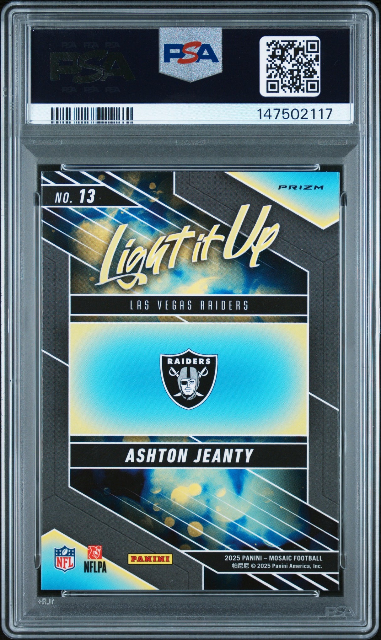 Ashton Jeanty 2025 Panini Mosaic Light It Up Silver #13 PSA 9