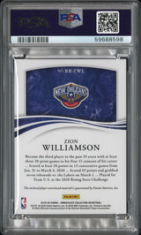 Zion Williamson 2019-20 Immaculate Rookie Jerseys Gold #RR-ZWL #/10 PSA 9