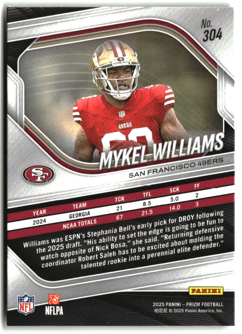 Mykel Williams 2025 Panini Prizm #304