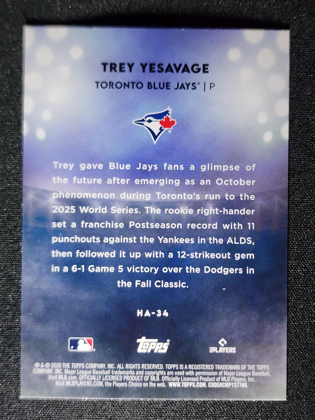 Trey Yesavage 2026 Topps Home Field Advantage #HA-34