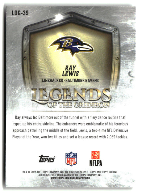 Ray Lewis 2025 Topps Chrome Legends of the Gridiron #LOG-39