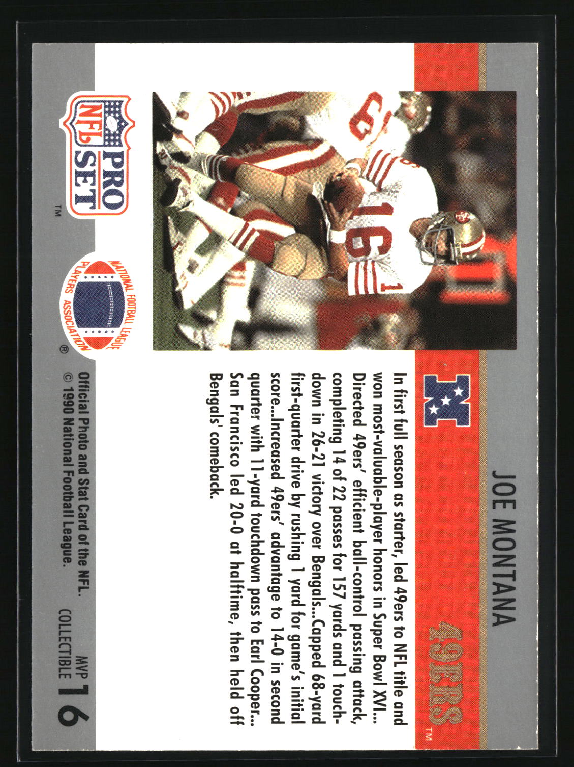 Joe Montana 1990 Pro Set Super Bowl MVP Collectibles #16