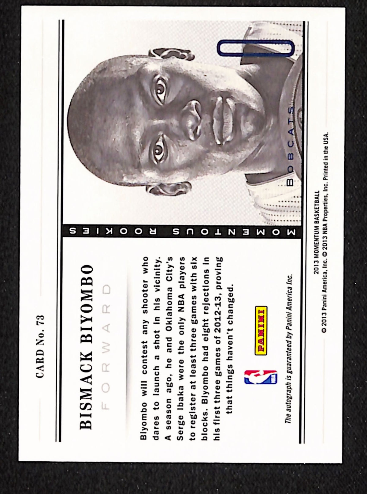 Bismack Biyombo 2012-13 Panini Momentum Momentous Rookies Autographs #73