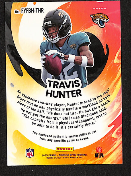 Travis Hunter 2025 Donruss Optic First Year Fresh Blue Hyper #FYFBH-THR