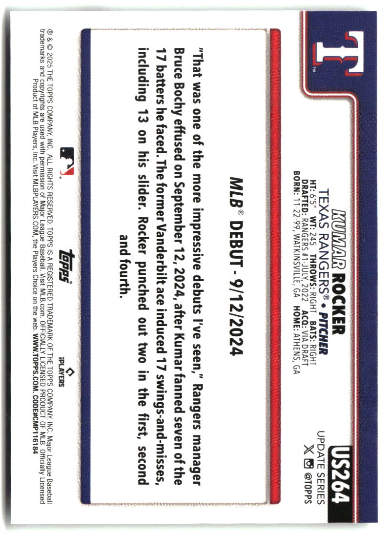 Kumar Rocker 2025 Topps Update #US264