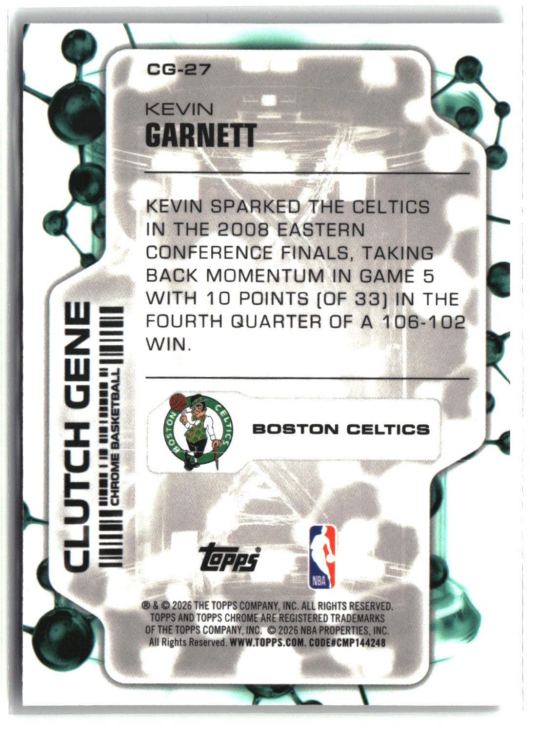 Kevin Garnett 2025-26 Topps Chrome Update Clutch Gene #CG-27