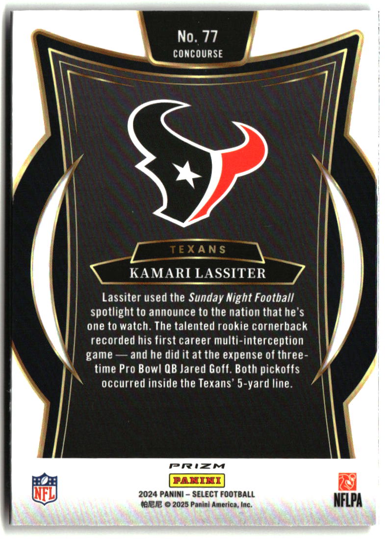 Kamari Lassiter 2024 Panini Select Black & Red Prizm Shock #77