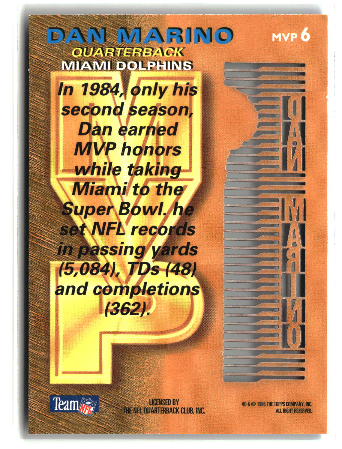 Dan Marino 1995 Stadium Club MVPs #MVP6