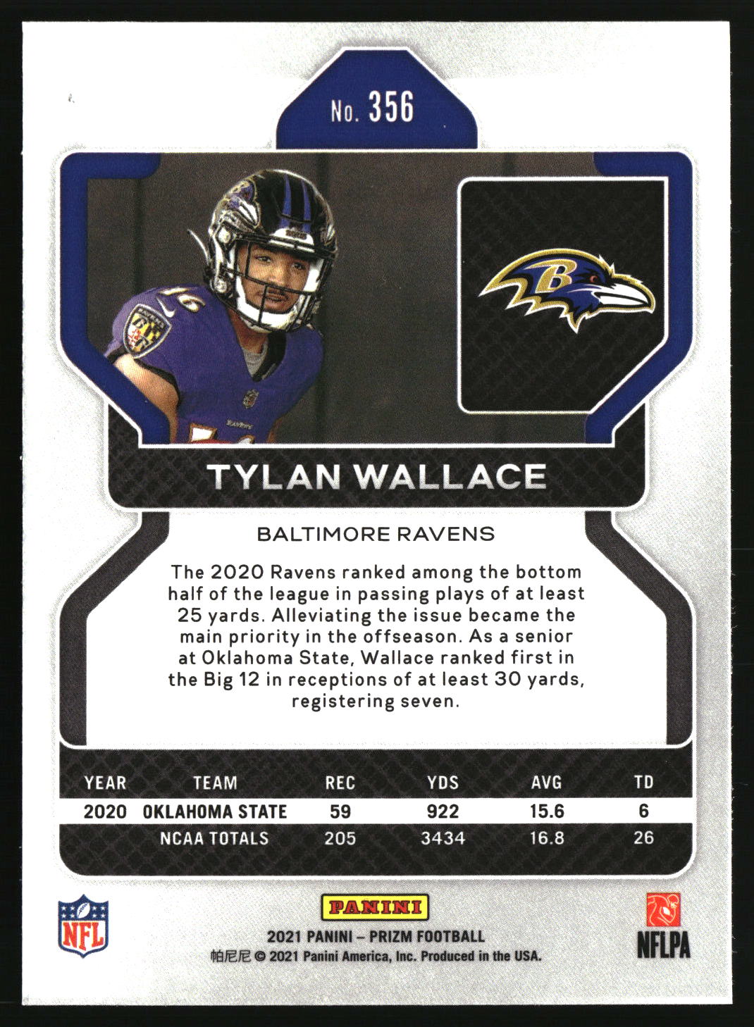 Tylan Wallace 2021 Panini Prizm #356