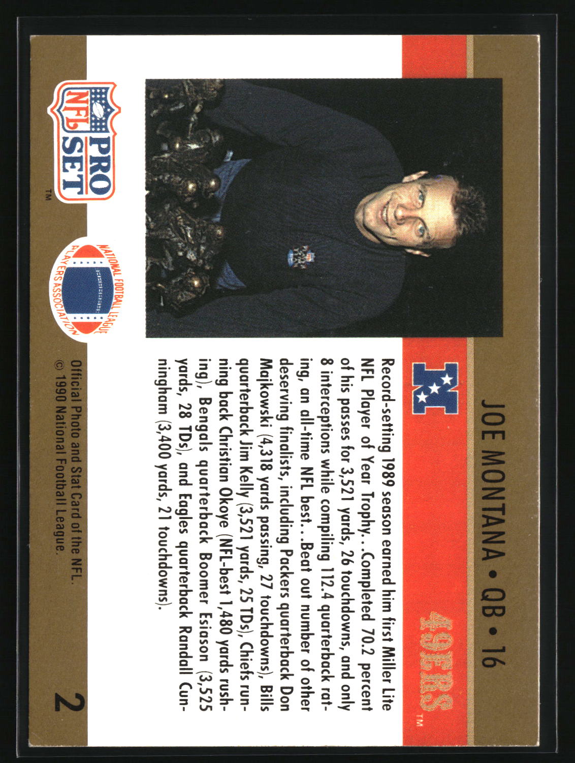 Joe Montana 1990 Pro Set #2a