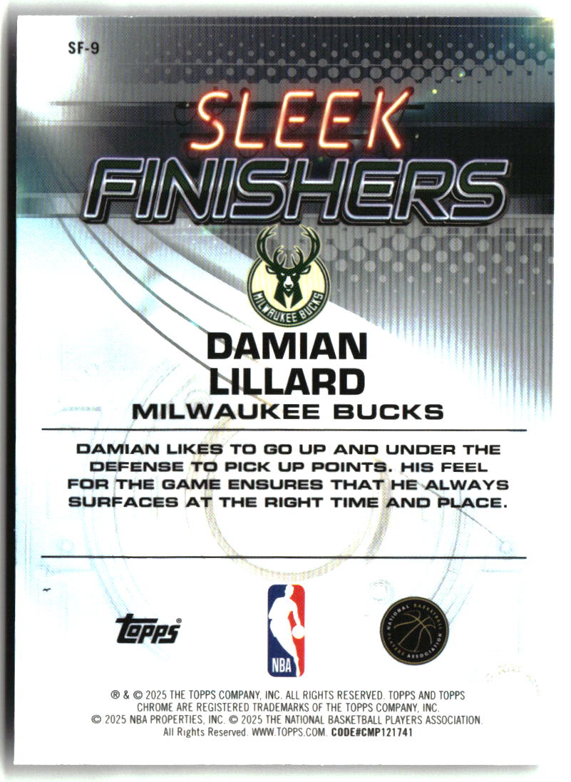 Damian Lillard 2025-26 Topps Chrome Sleek Finishers #SF-9