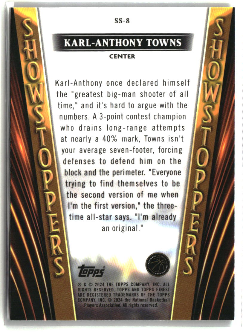 Karl-Anthony Towns 2023-24 Finest Showstoppers Checkerboard Refractors #SS-8
