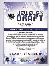 Cam Lund 2025-26 UD Black Diamond Jewels of the Draft Rookies #JD-CL #/99
